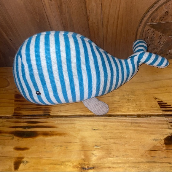 Just Born Sparkle Knit Plush Toy Whale Striped Blue Fish stuffed animal fish sea - Picture 6 of 7